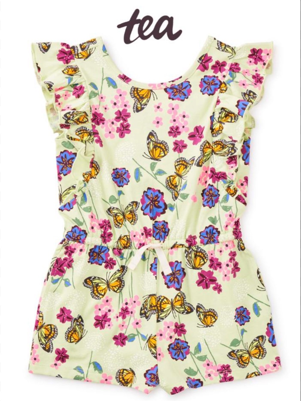 Tea Collection Butterfly Floral Ruffle Romper